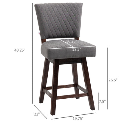 Swivel bar stools set of 2 with wood legs