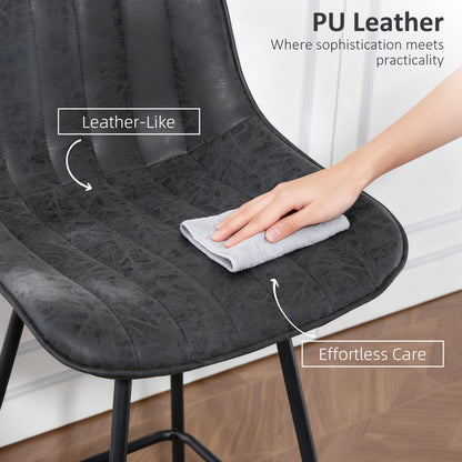 Set of 2 Counter Height Barstools PU Leather