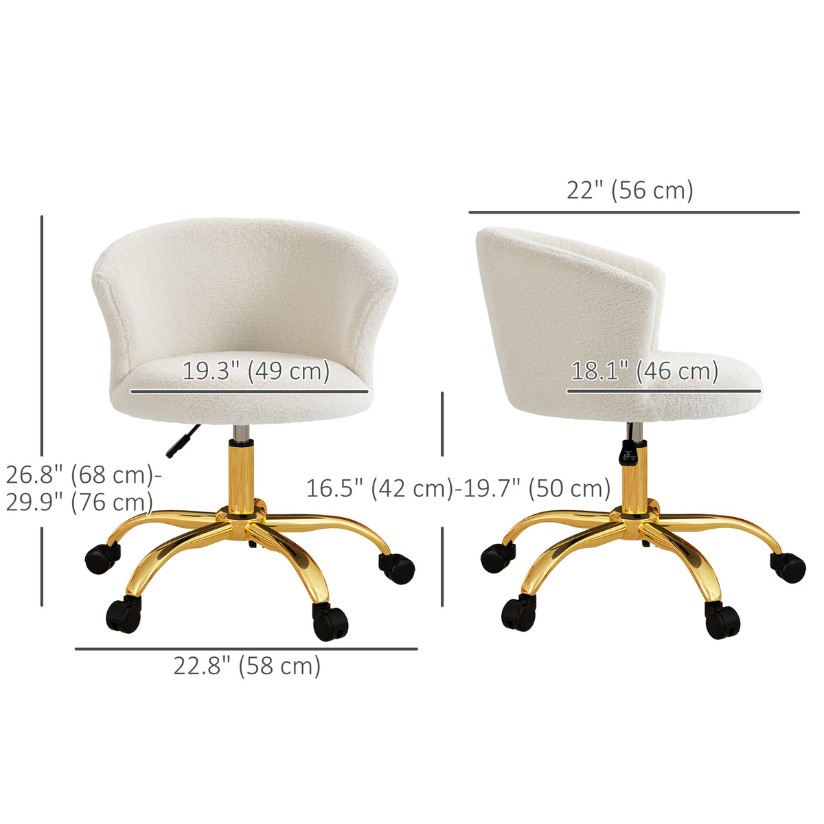 Armless Office Chair in Teddy Fleece