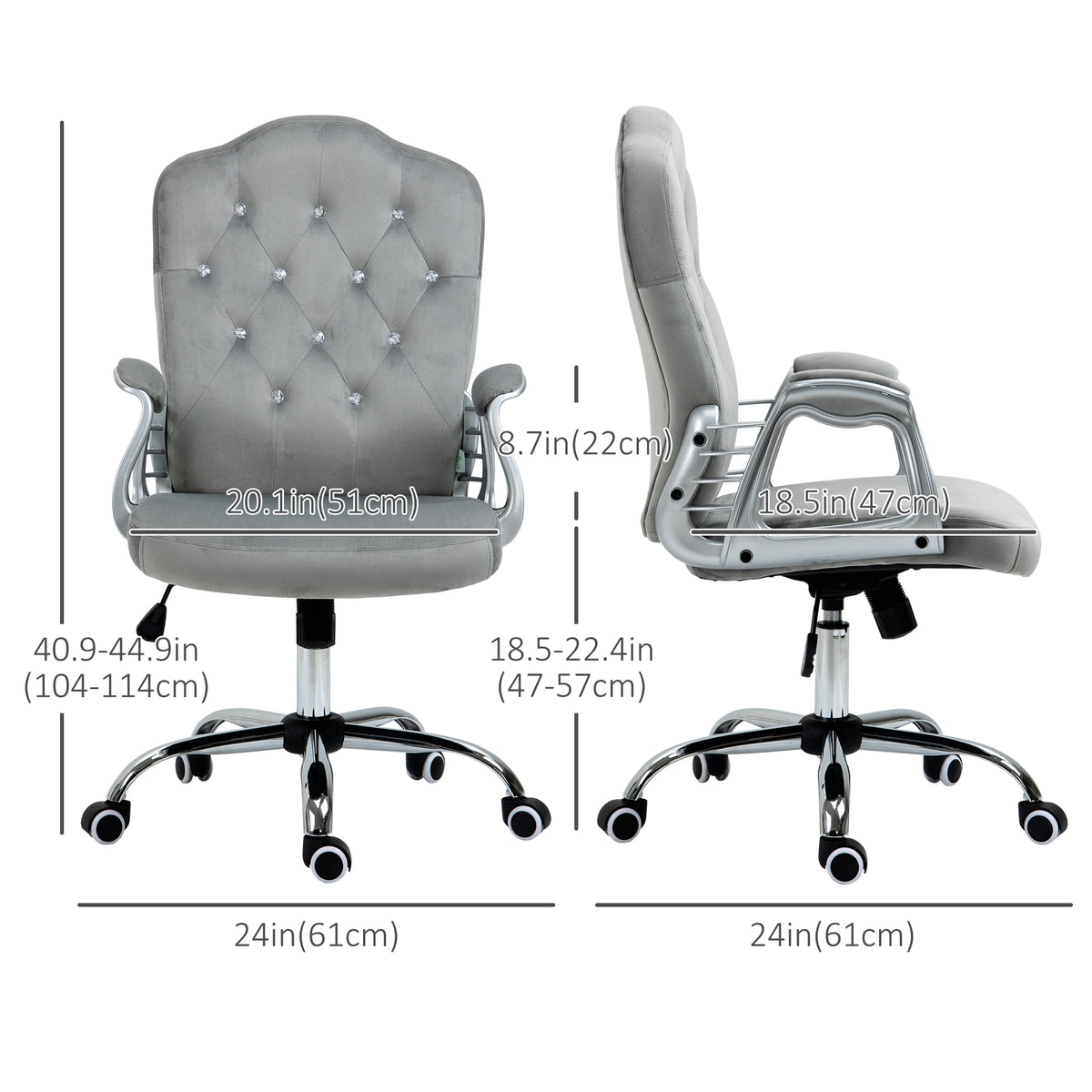 Office chair velvet tufted adjustable swivel task