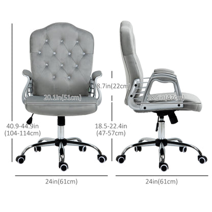Office chair velvet tufted adjustable swivel task