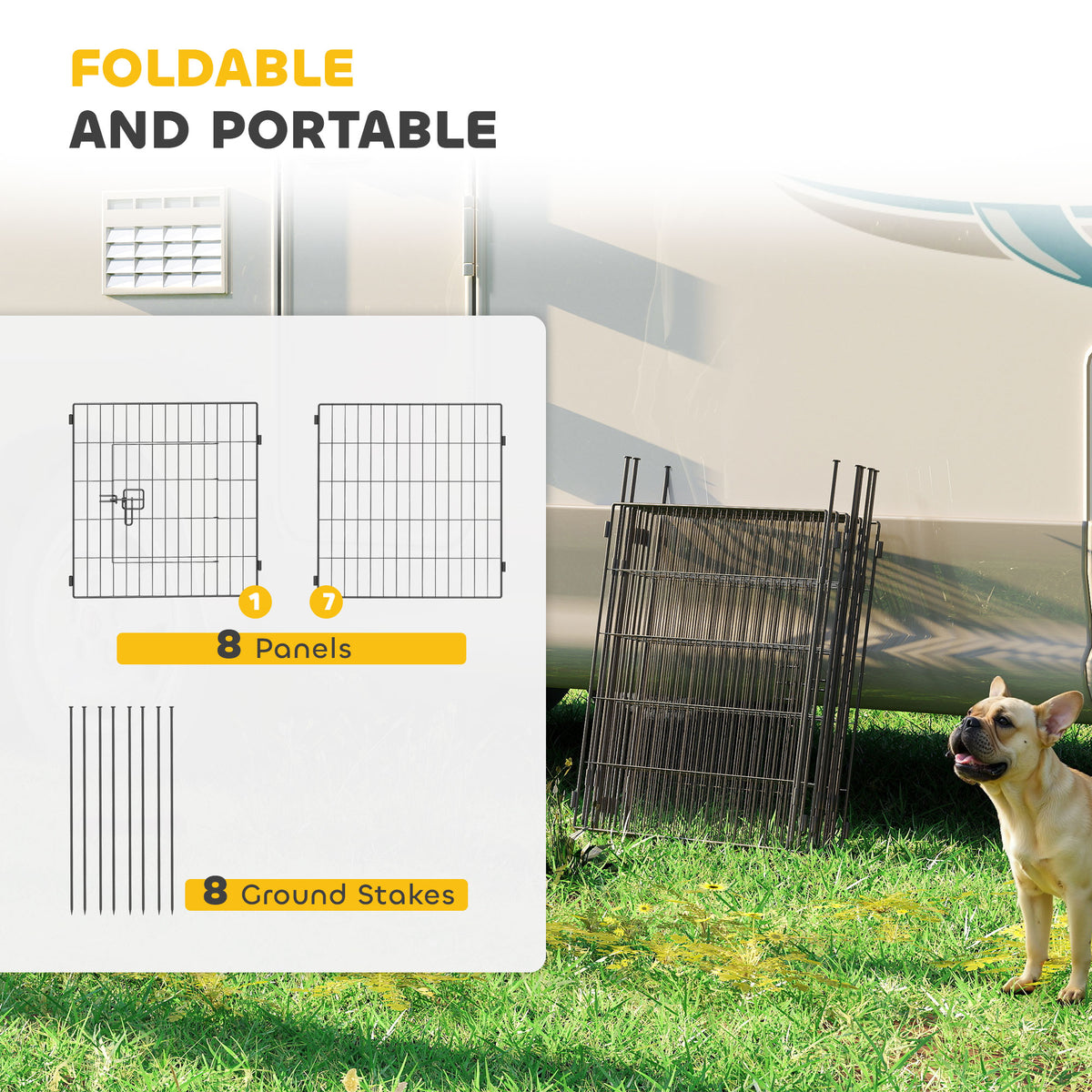 Parque para perros de 8 paneles con puerta — acero