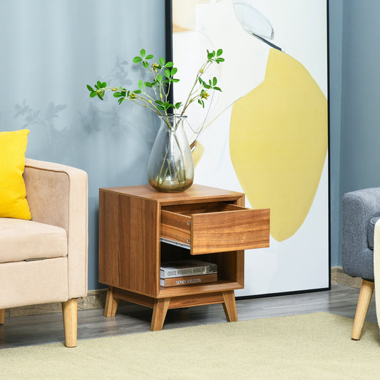 Modern Bedside Table with Drawer and Shelf