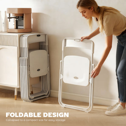 Plastic Folding Chairs with Steel Frame — Set of 6