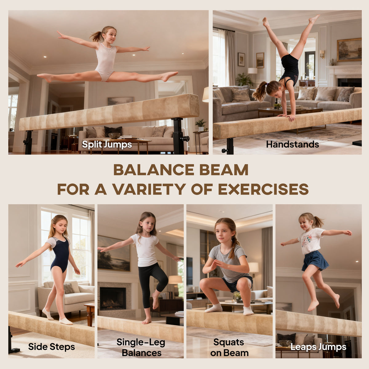 226 cm Adjustable Balance Beam with Wheels