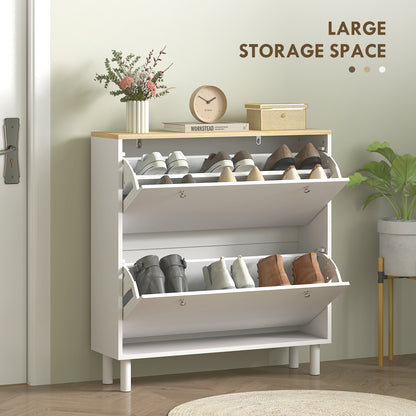 2 Drawer Shoe Storage Cabinet with Adjustable Shelves