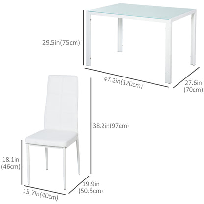 5-Piece Dining Set Tempered Glass Top Metal Frame