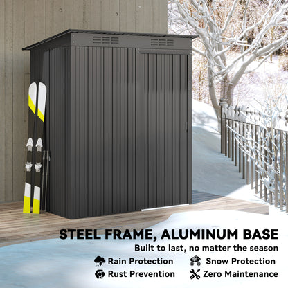 Outdoor Storage Shed 5.2 x 3.5 ft — Dark Grey