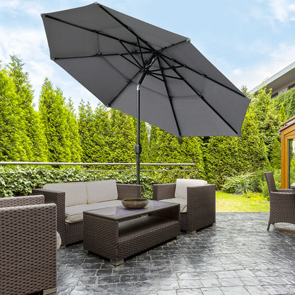 3-Tier Patio Umbrella with Crank and Tilt 9 ft