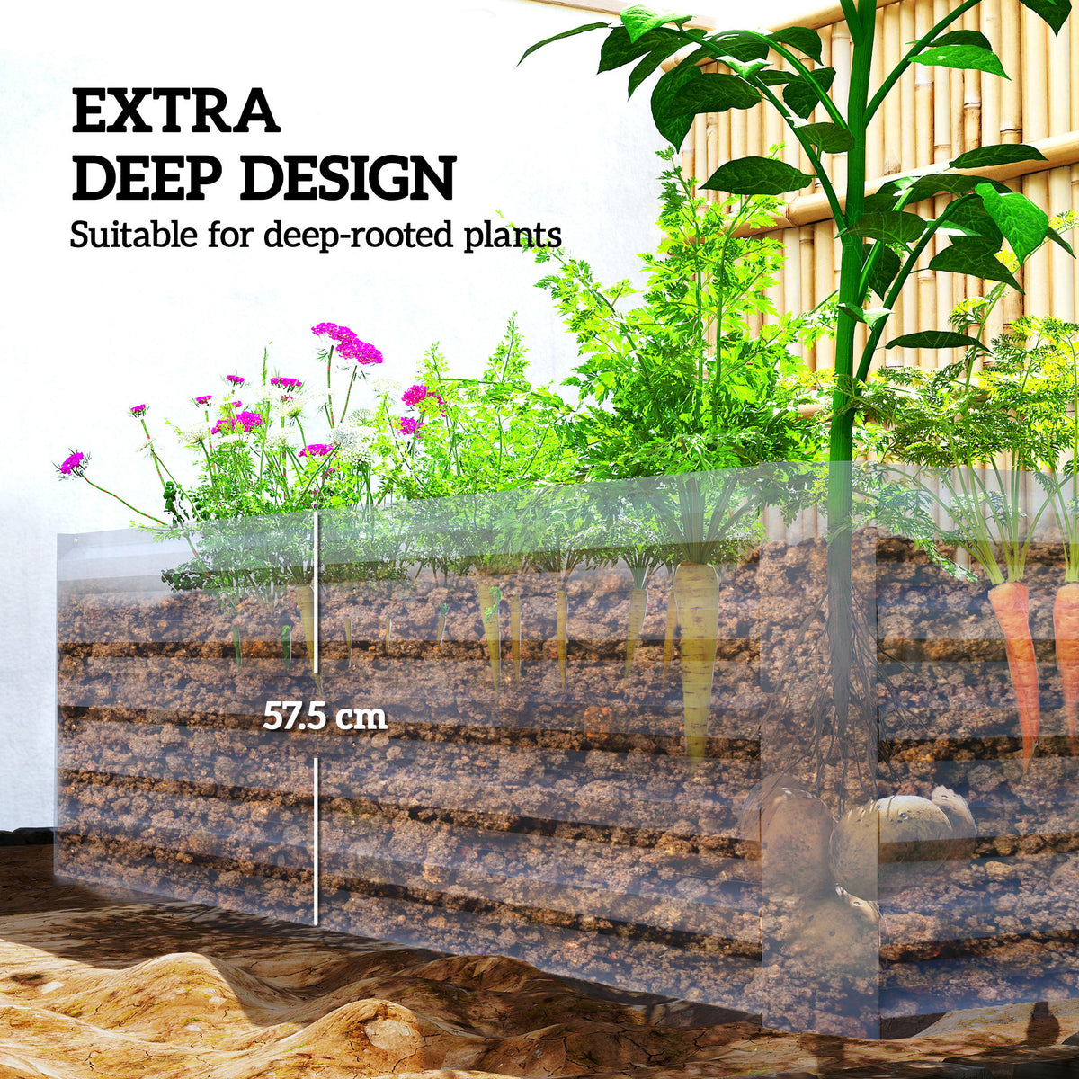 Raised Garden Bed Galvanized Metal 6' × 3'