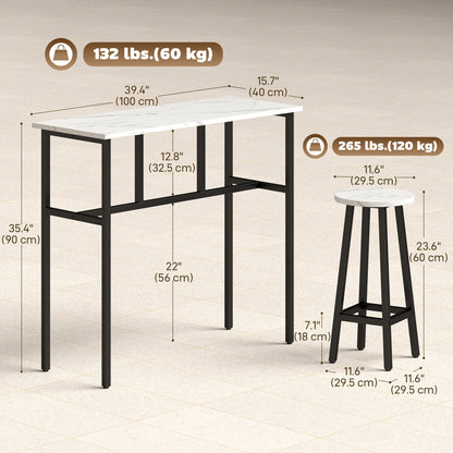 6-Piece Bar Set with 2 Tables and 4 Stools