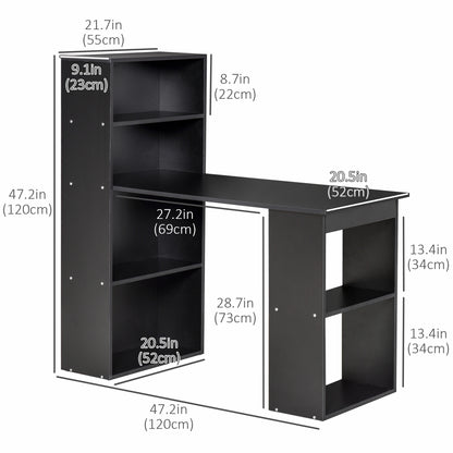 Computer Desk with Built-In Bookshelf 47 in