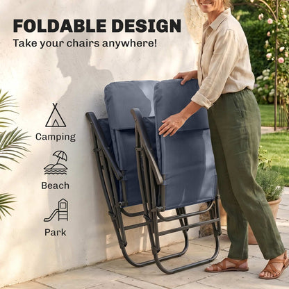 Set of 2 Padded Rocking Chairs with Armrests