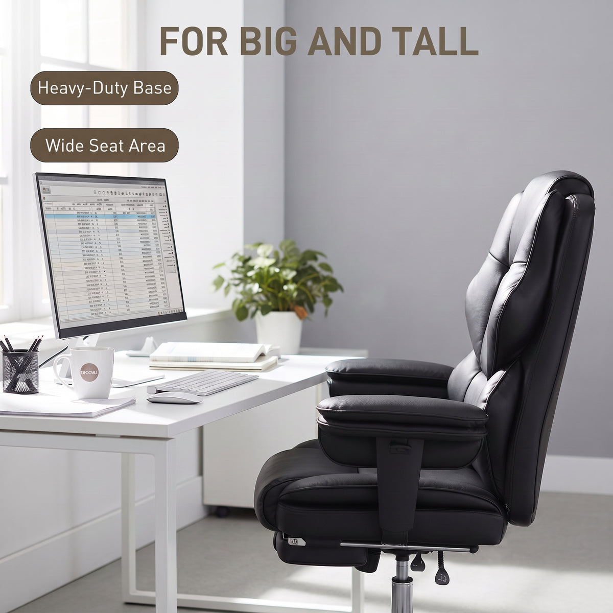 Big and Tall Ergonomic Office Chair in PU Leather