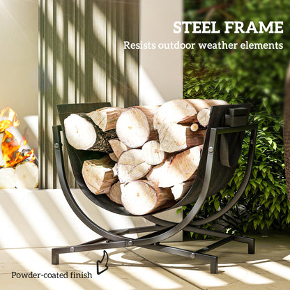 Foldable Firewood Rack for Fireplace with Log Carrier