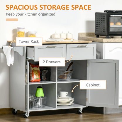 Isla de cocina con ruedas, almacenamiento y cajones