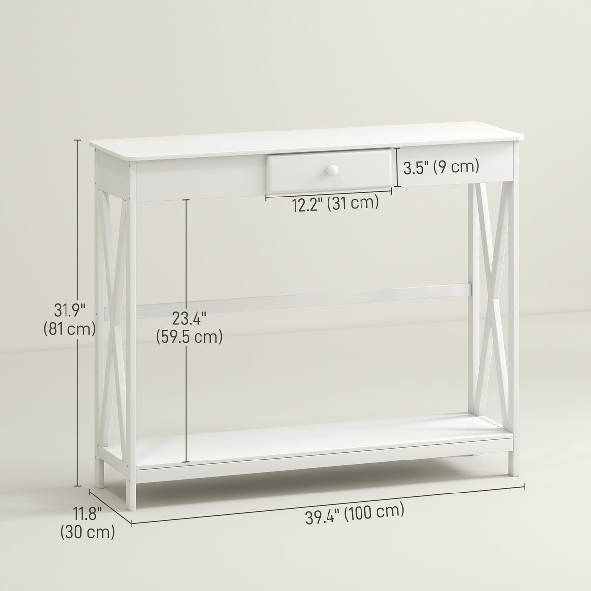 Console table X-design with drawer 99 cm