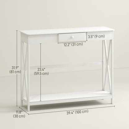 Console table X-design with drawer 99 cm