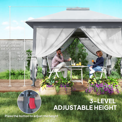 Double Roof Pop-Up Gazebo with Mesh Sidewalls 11 ft x 11 ft