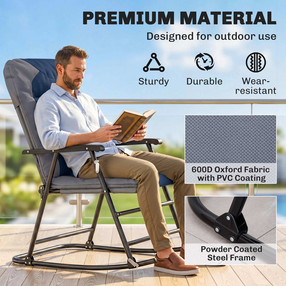 Set of 2 Padded Rocking Chairs with Armrests