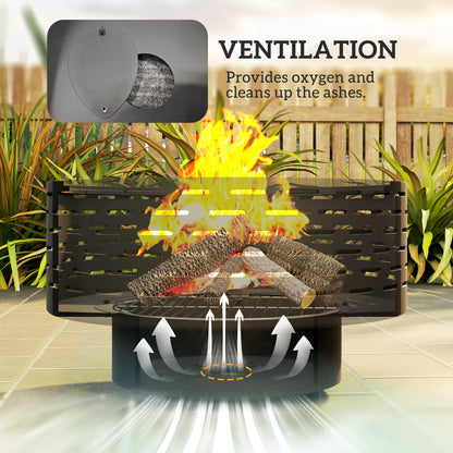 3-in-1 Outdoor Fire Pit with Grill Grate and Lid