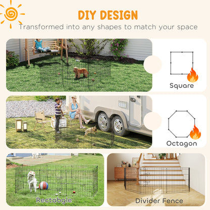 Foldable 8-Panel Metal Exercise Playpen for Pets