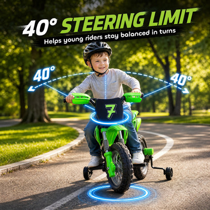 Moto eléctrica para niños de 12 V con ruedas de entrenamiento