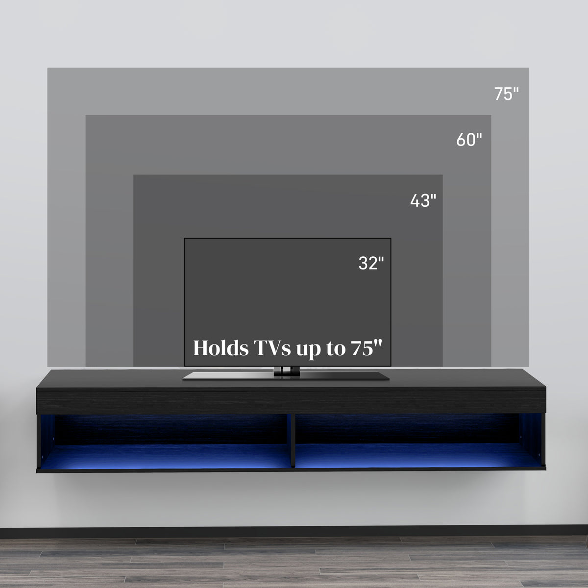 Mueble de TV flotante de pared con luces LED