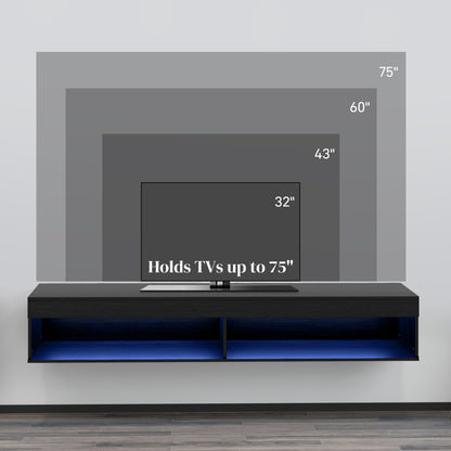 Mueble de TV flotante de pared con luces LED