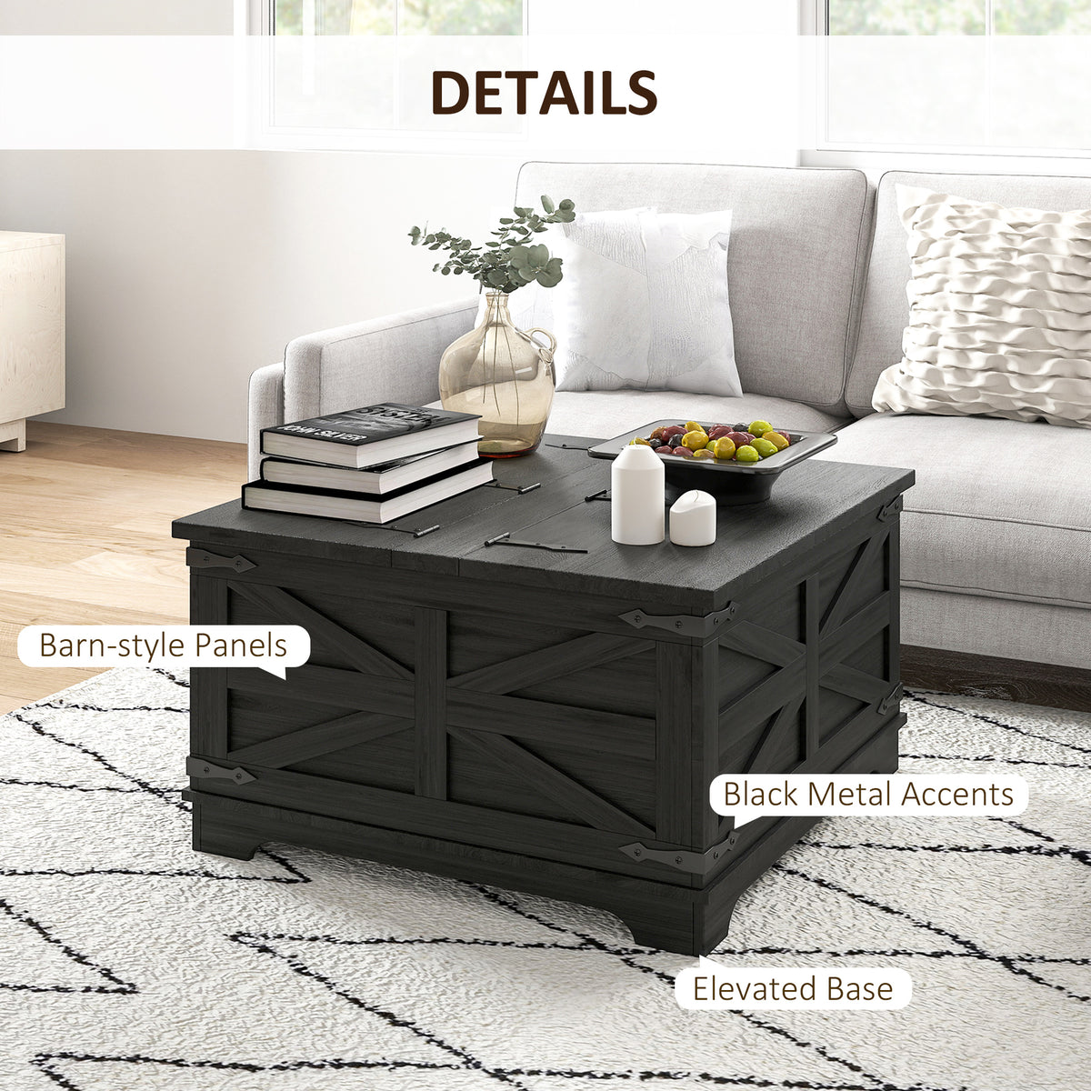 Farmhouse coffee table with hidden storage