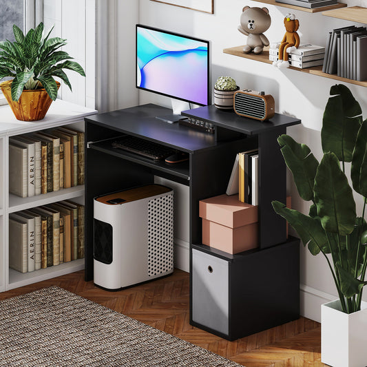 Computer Desk with Keyboard Tray and Storage Drawer