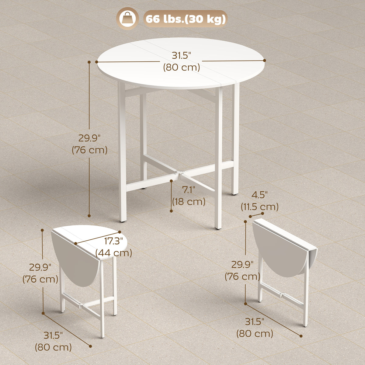 Round Folding Dining Table for Small Spaces
