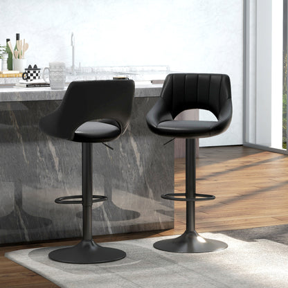 Set of 2 Swivel Bar Stools Adjustable Height