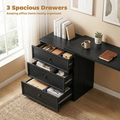L-shaped computer desk with three drawers