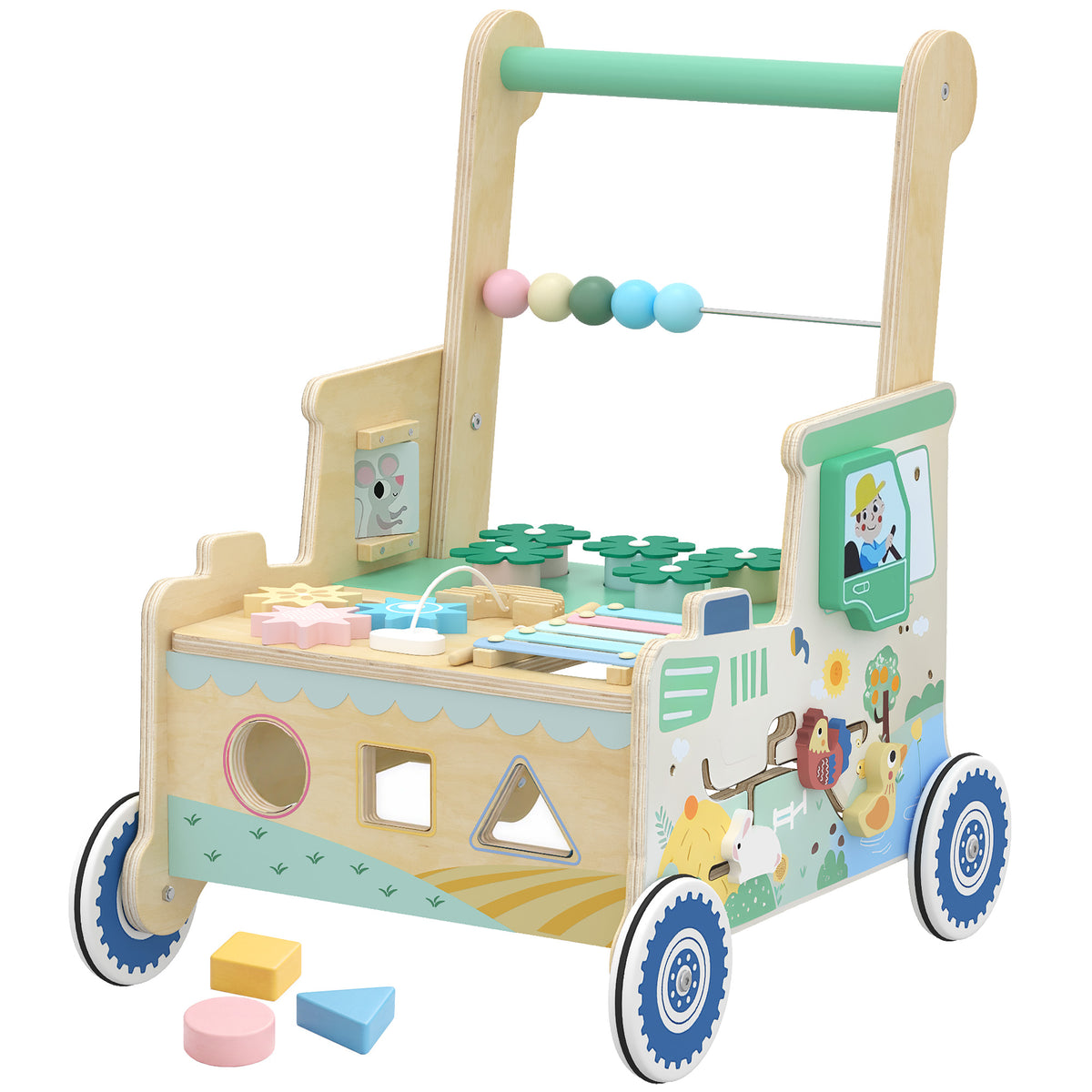 Wooden Montessori Baby Push Walker Activity Centre