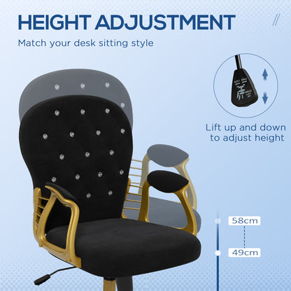 Silla de oficina giratoria de terciopelo capitoné