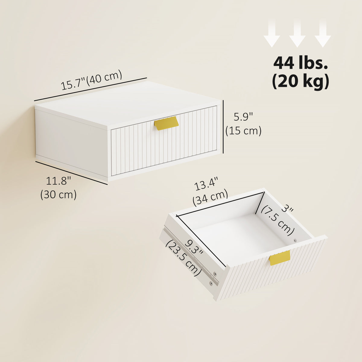 Modern floating bedside tables — Set of 2