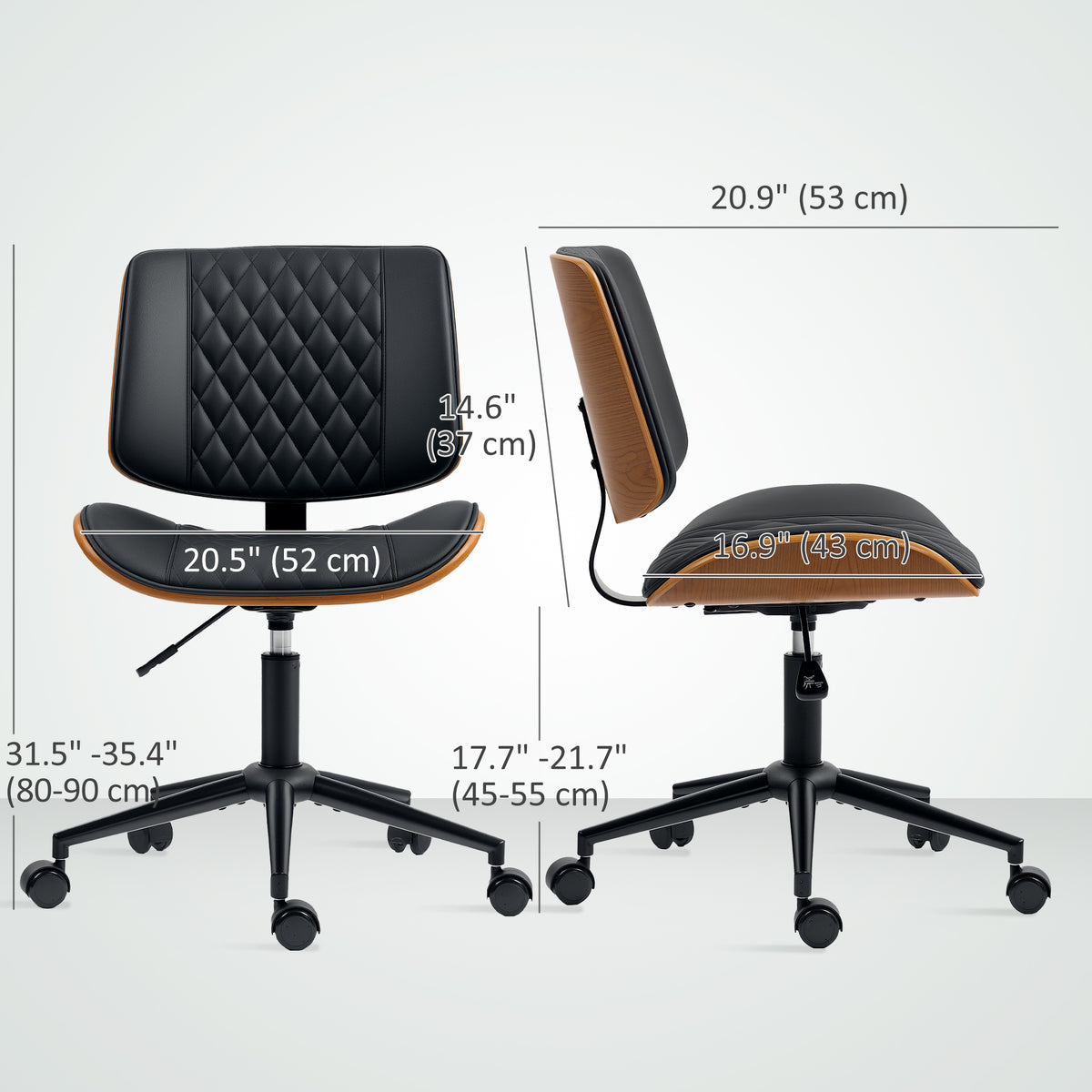 Silla de oficina sin reposabrazos de cuero sintético