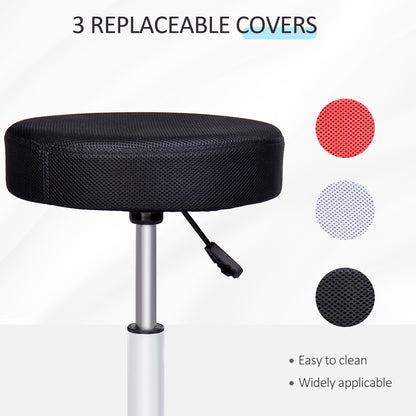 Adjustable Hydraulic Swivel Salon Stool — Red White