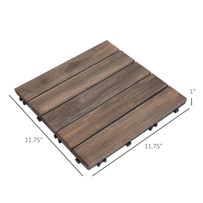 Interlocking Wood Deck Tiles — 27-Piece Set