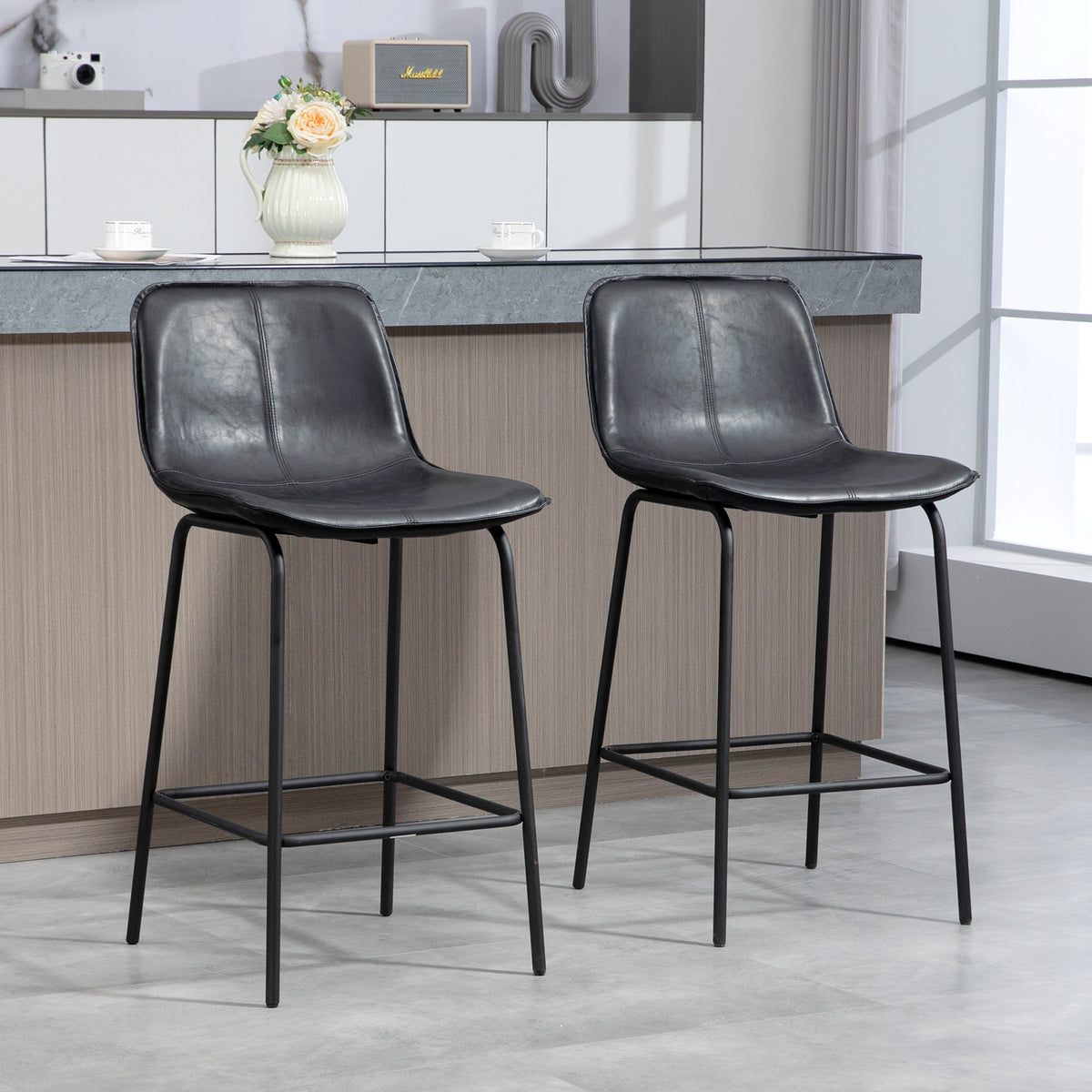 Upholstered counter height bar stools set of 2