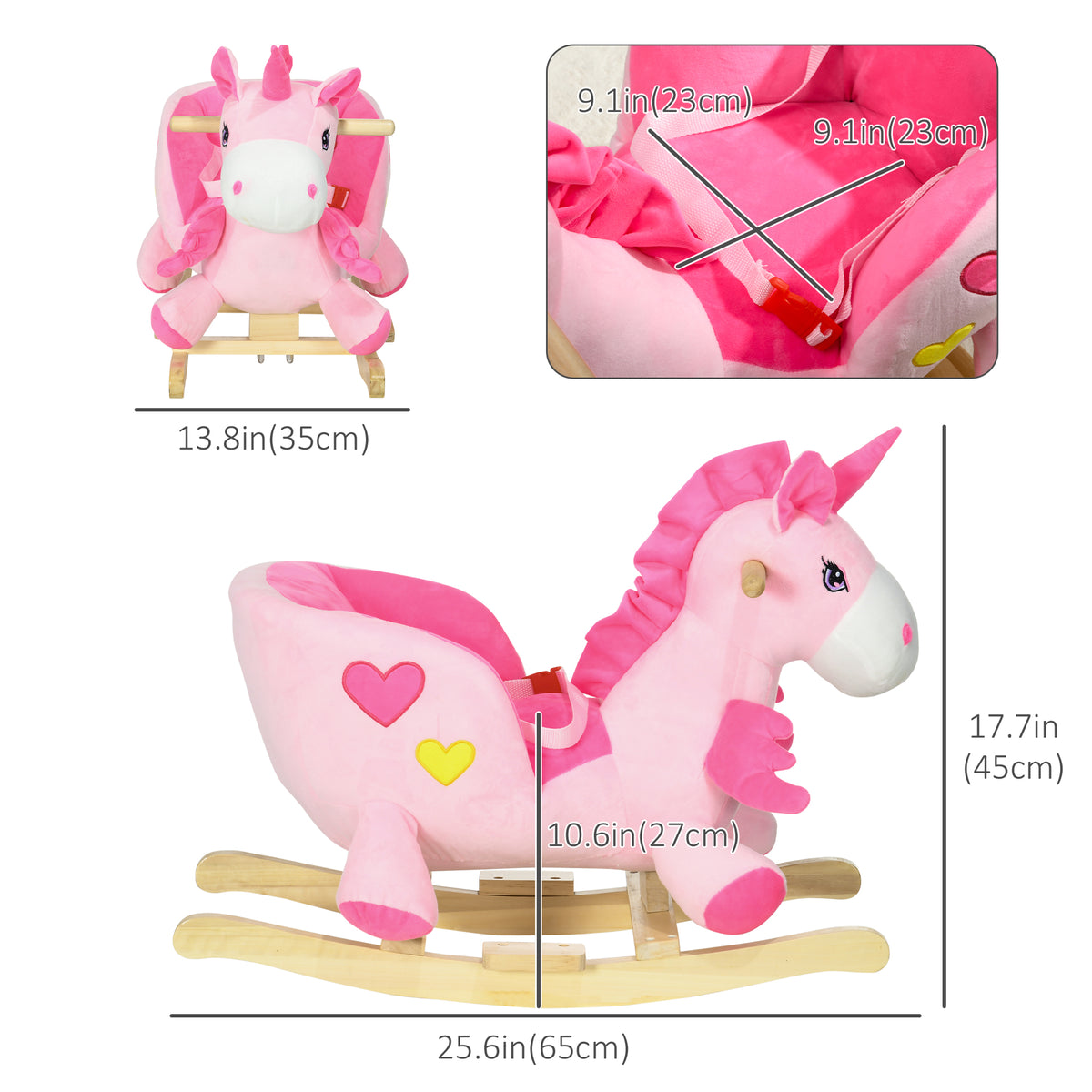 Plush musical unicorn rocking horse