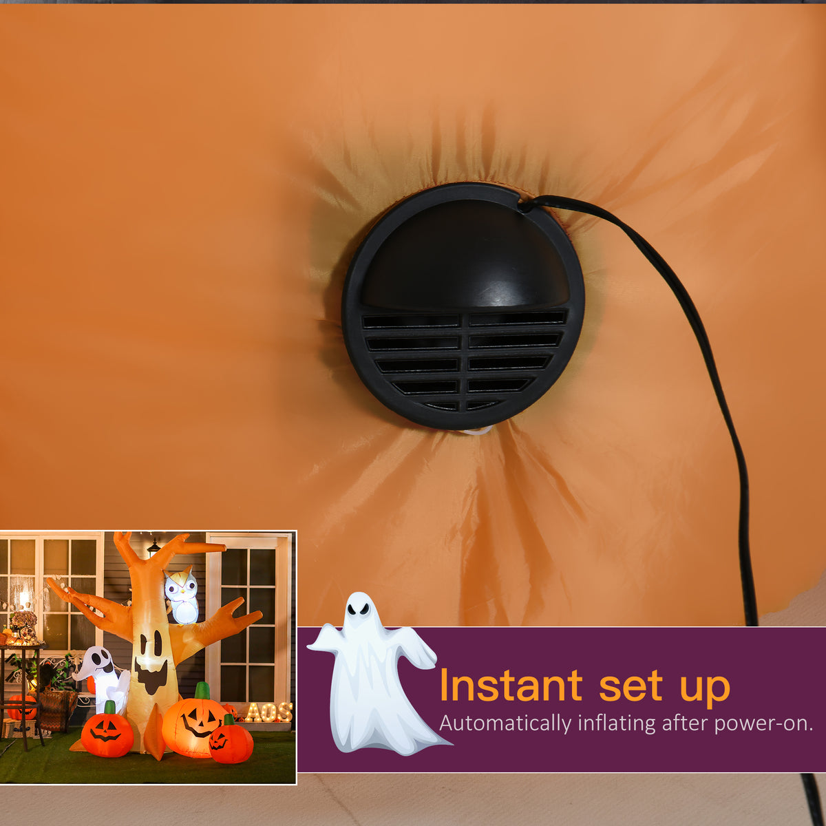 Inflatable Halloween LED Tree with Owl and Pumpkins