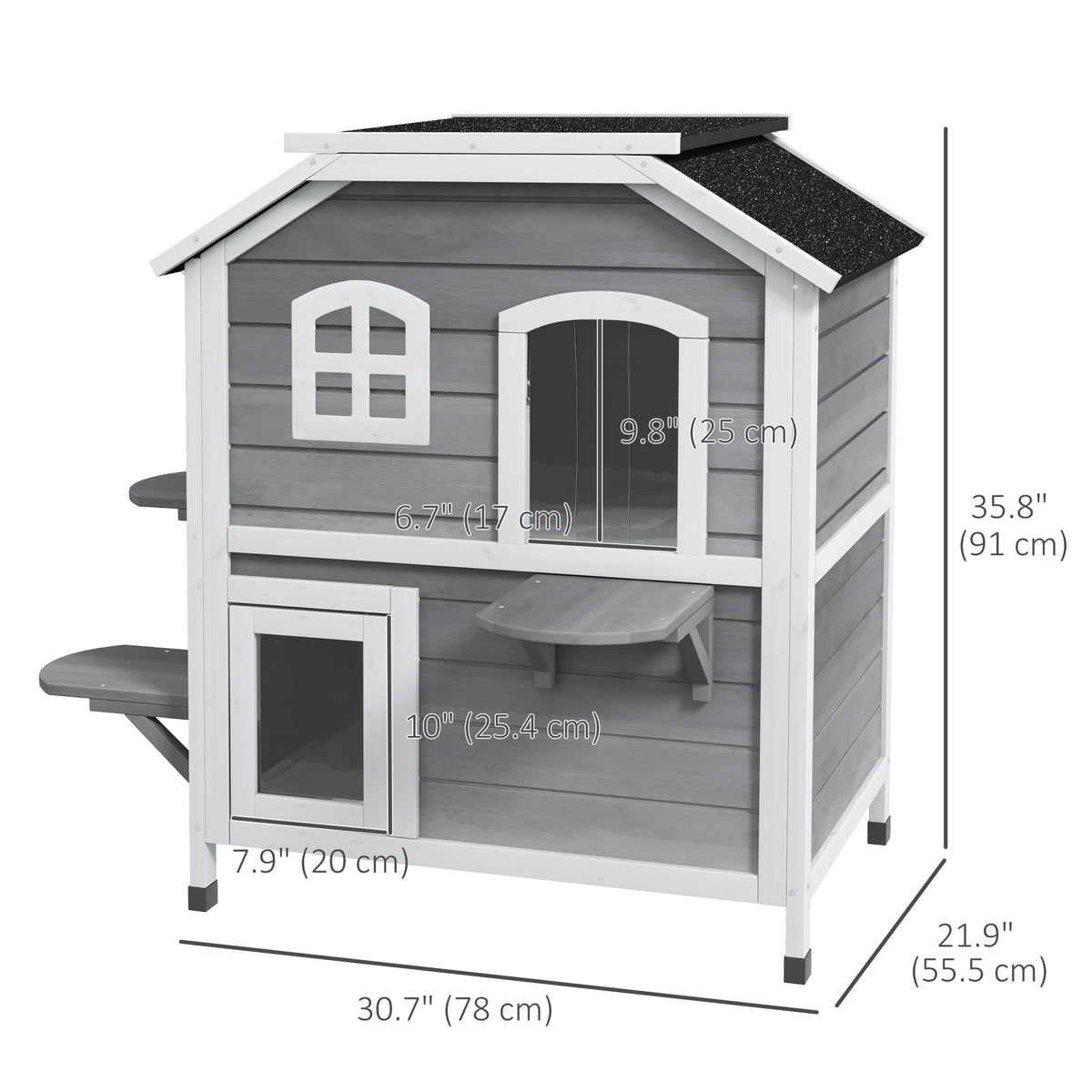 Cat House Outdoor 2-Storey with Openable Roof