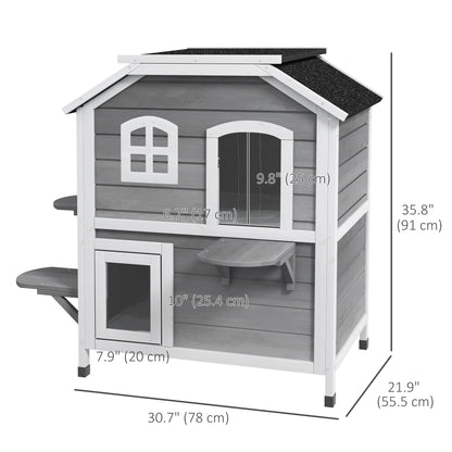 Cat House Outdoor 2-Storey with Openable Roof