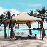 Double Roof Patio Gazebo with Mosquito Netting 10x10ft