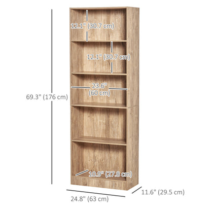 Biblioteca de 5 estantes con estantes ajustables