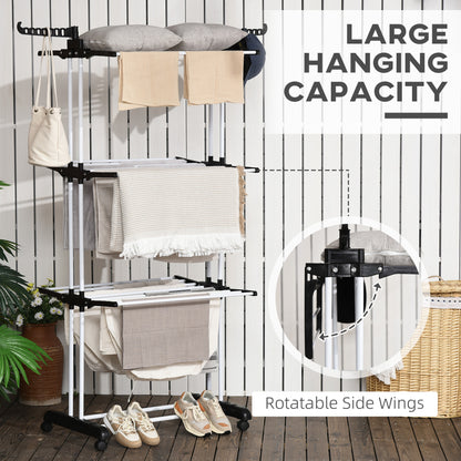 Foldable Clothes Drying Rack 4-Tier with Wings