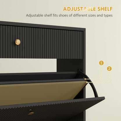 Narrow shoe storage cabinet wave panels