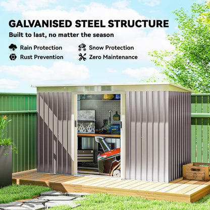Galvanized Steel Garden Shed with Double Sliding Doors